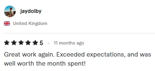 5-star review from jaydolby, United Kingdom